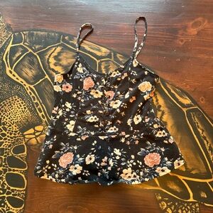 American Eagle Outfitters Blue and Pink Floral Bustier Camisole